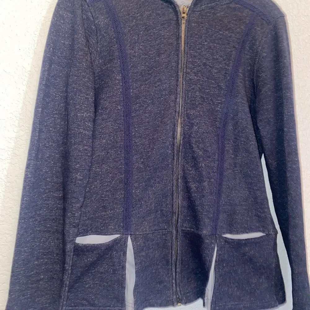 North river hoodie sweater boho hippie flare triangle peasant prairie m zip Gorp
